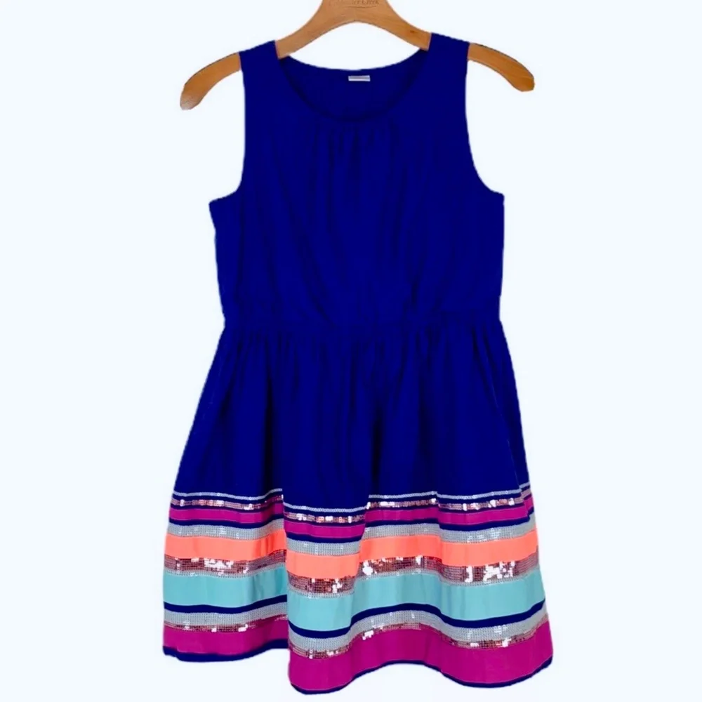 Gymboree royal blue sequin stripe dress
